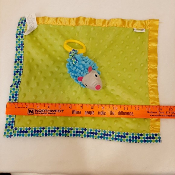 Early Years Hedgehog Lovey Security Blanket Plush Dots Clip Satin Trim Back Toy - Picture 5 of 16